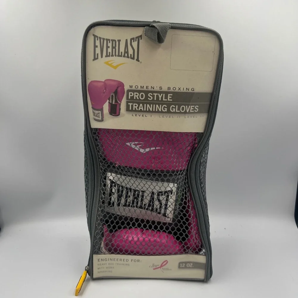 Everlast Women's Pro Style Training Gloves 12 oz Pink & Grey Boxing Sparring